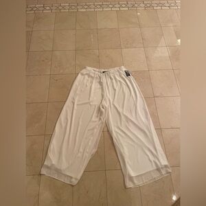 NWT Alex Evenings Women's Wide Leg White Chiffon Dress Pant
